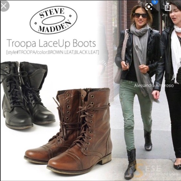 Steve Madden Troopa Combat Boots Black 